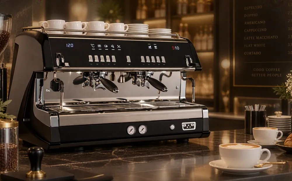 Macchina per caffè espresso sul bancone di un bar elegante